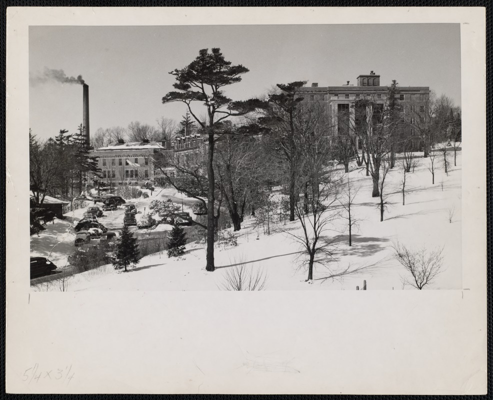 Faulkner Hospital and grounds in winter