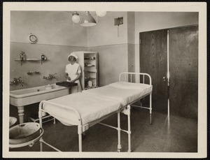 Nurse preparing Faulkner Hospital delivery room