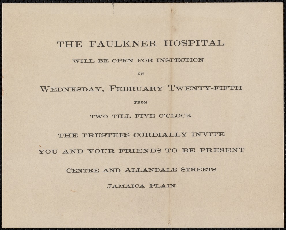 Faulkner Hospital public inspection invitation