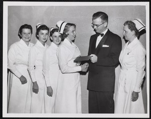 Faulkner Hospital School of Nursing class of 1956 class officers at graduation