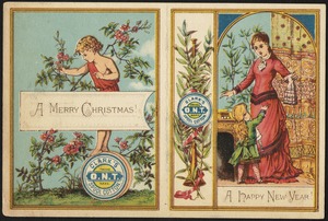 A merry Christmas! A happy New Year! Clark's O.N.T. Spool Cotton