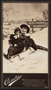 Candee - when the youngsters go to coast, if you want to keep them dry, want their feet as warm as toast, "Candee" rubbers for them buy.