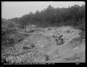 Wachusett Dam, excavating the waste channel, Clinton, Mass., Oct. 1, 1903
