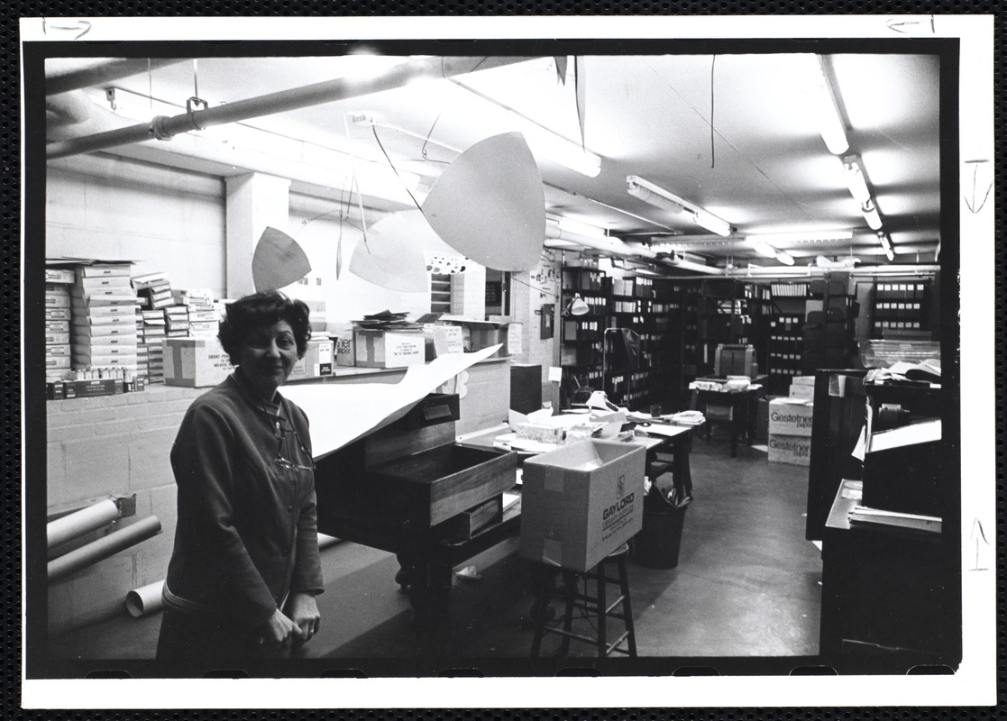 Newton Free Library, Old Main, Centre St. Newton, MA. Basement storage, Mrs. Tashjian