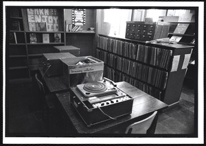 Newton Free Library, Old Main, Centre St. Newton, MA. Music area (3 record players), Old Main