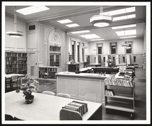 Newton Free Library, Old Main, Centre St. Newton, MA., interior, Circulation Desk