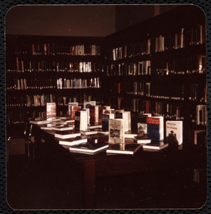 Newton Free Library, Old Main, Centre St. Newton, MA. Book display