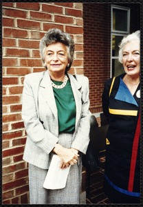 Newton Free Library, 330 Homer St., Newton, MA. Dedication, 9/15/1991. Dorothy Reichard with unidentified woman