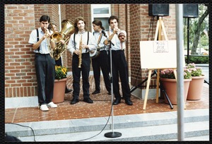 Newton Free Library, 330 Homer St., Newton, MA. Dedication, 9/15/1991. Performers. Made in the Shade Dixieland Band