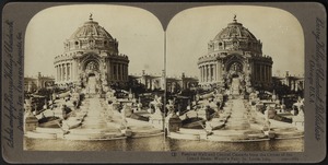 Festival hall and central cascade from the center of the grand basin. World's Fair. St. Louis, 1904