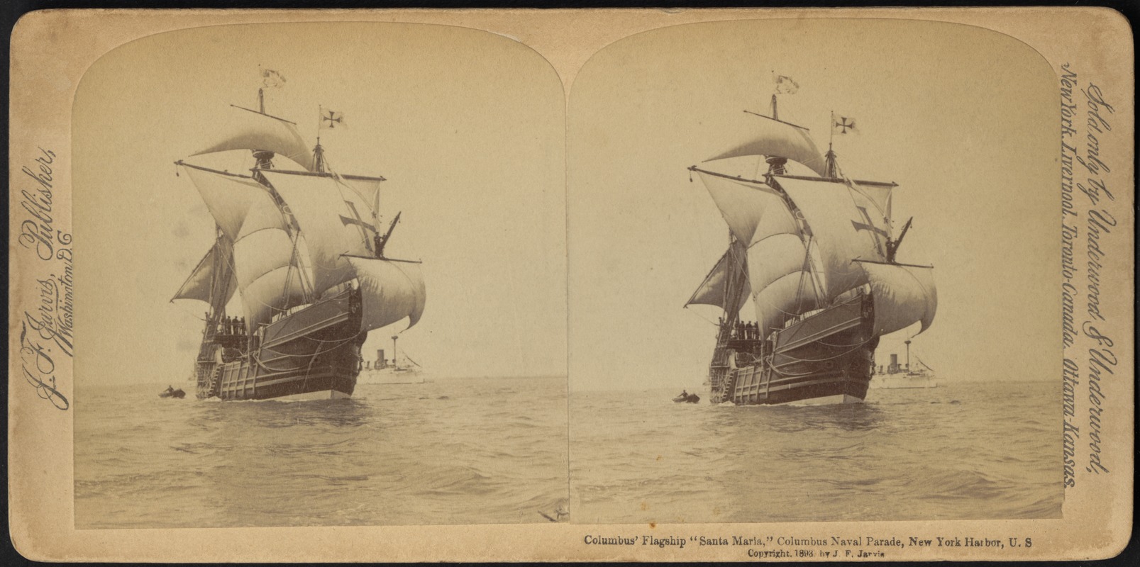 Columbus' flagship "Santa Maria," Columbus naval parade, New York Harbor, U.S.A.