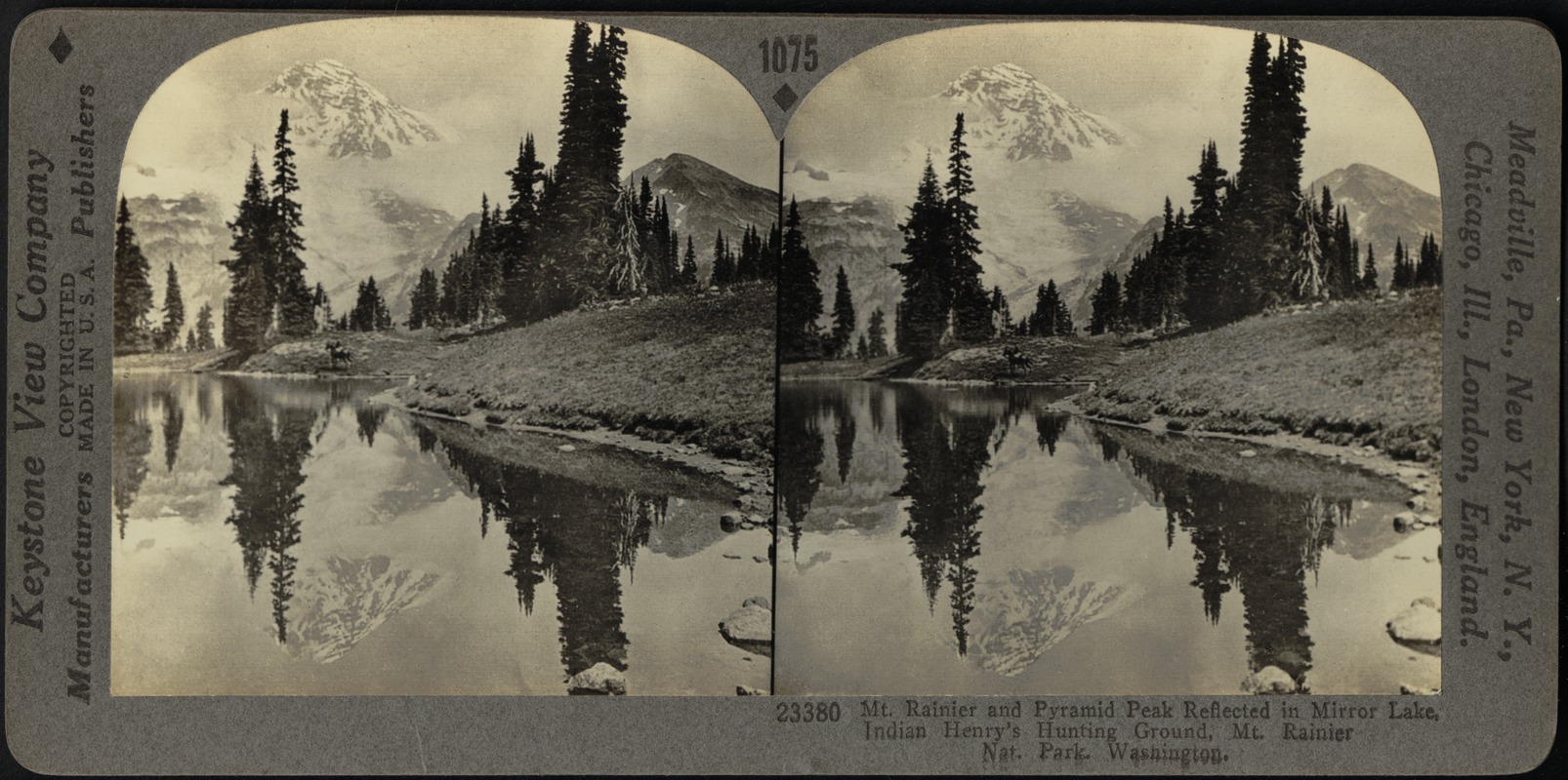 Mount Rainier reflected in Mirror lake, Washington - Digital Commonwealth