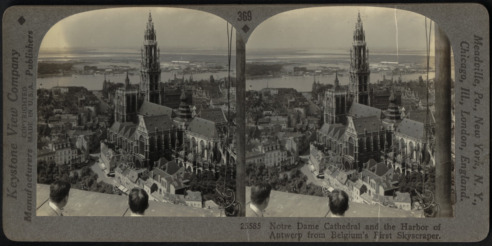 Notre Dame Cathedral and the Scheldt River from an Antwerp skyscraper