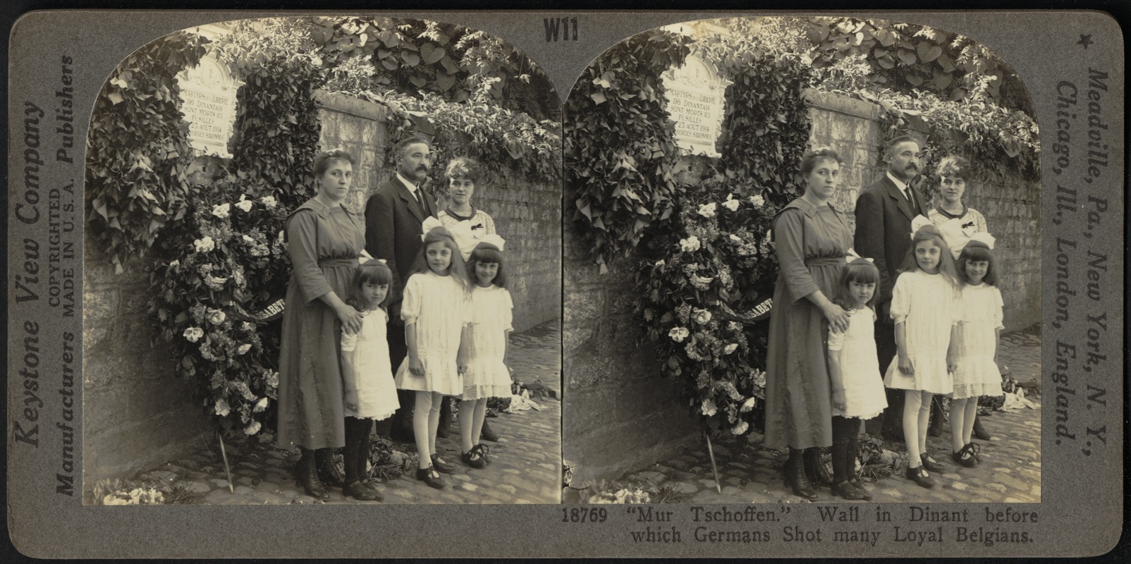 Wall in Dinant where loyal Belgians were shot