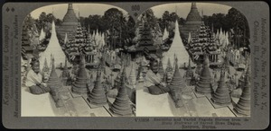 Beautiful pagoda shrines about the sacred Shwe Dagon, Rangoon