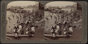 Bathing in the Hoogli river at Calcutta, India
