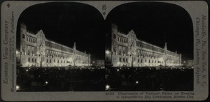 Illumination of national palace on evening of celebration, Mexico City