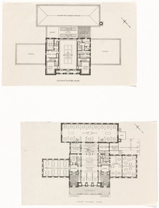 Public Library, 1910 building, floor plans + elevations