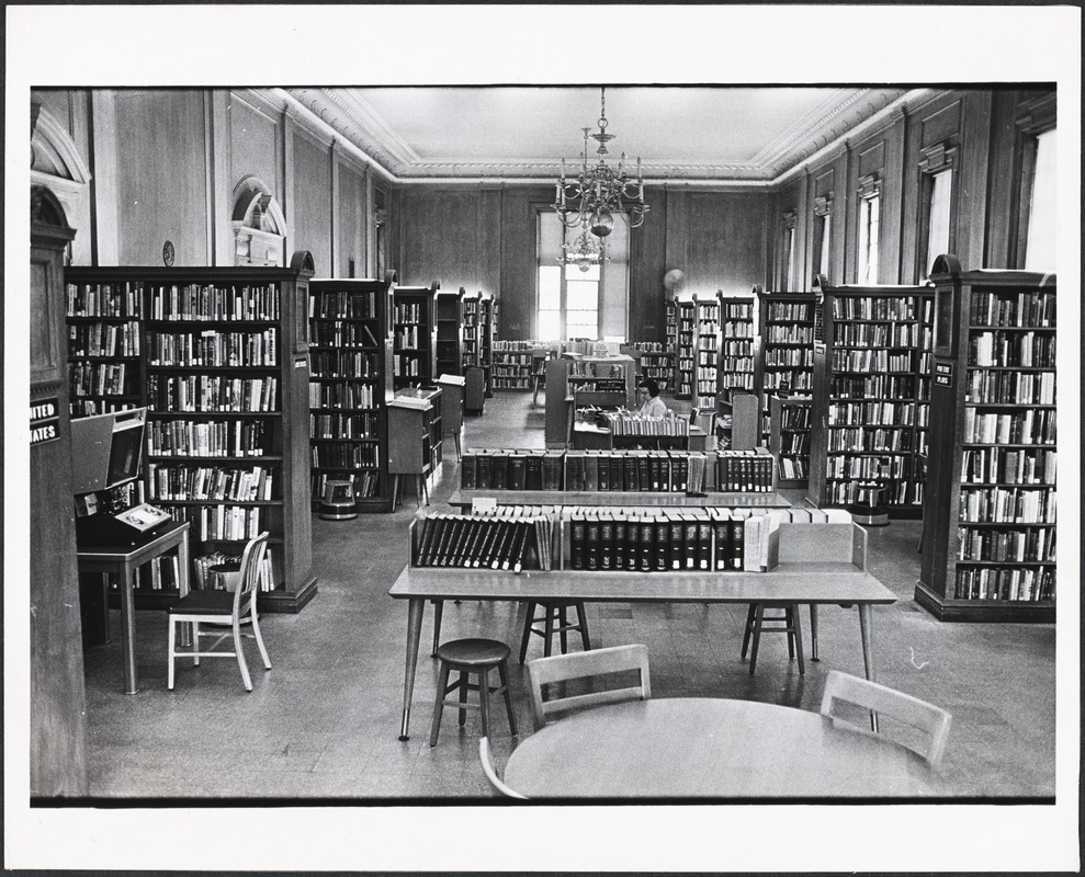 Public Library, reference room. Mary Flanagan, Ref. Dept.