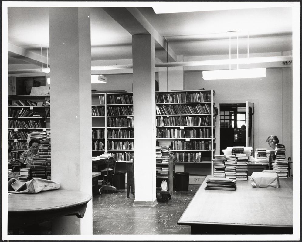 Public Library, interior view, book processing & mending