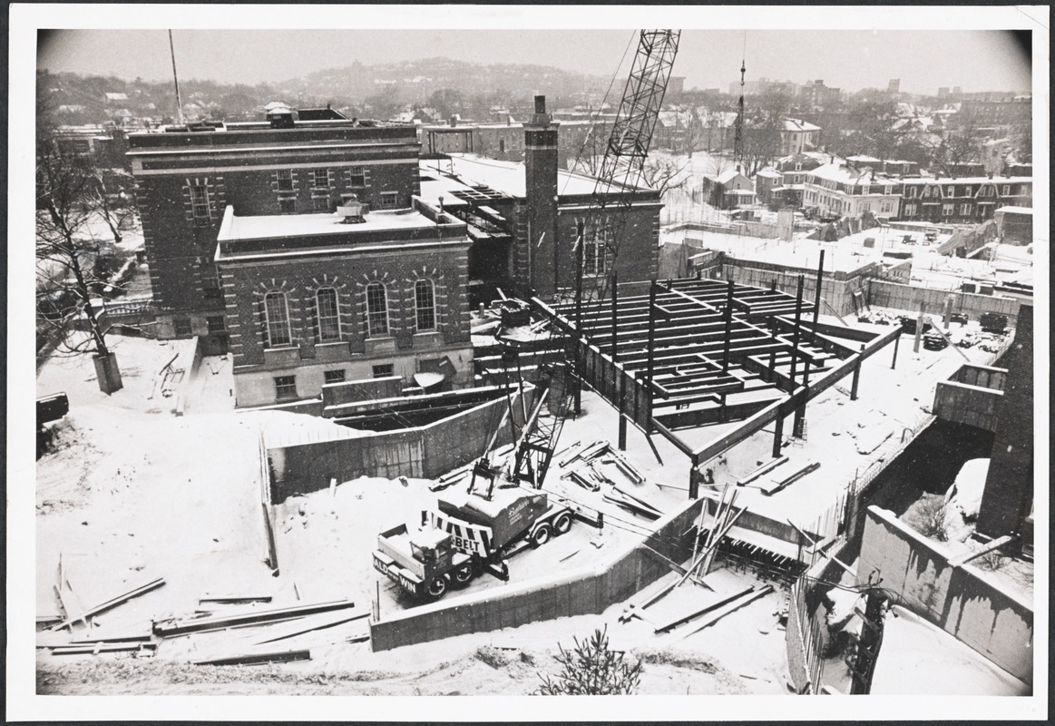 Main library construction, east side - Digital Commonwealth