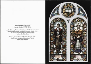First Parish Church - stained glass window depicting John and Hannah Goddard