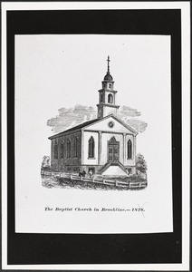 Baptist Church, first building, Harvard + Washington Sts.