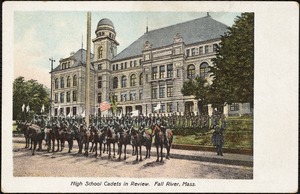 High school cadets in review, Fall River, Mass.