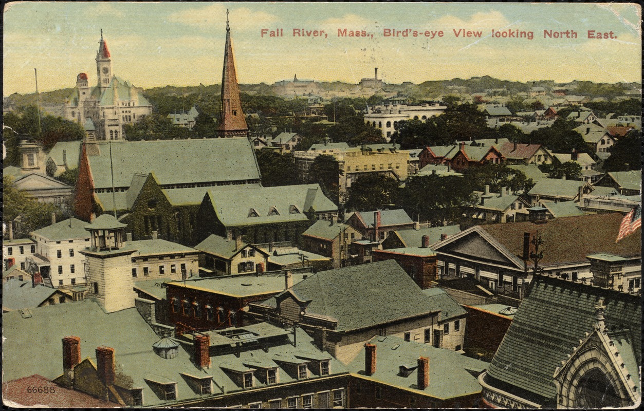 Fall River, Mass. Bird's eye view looking North East