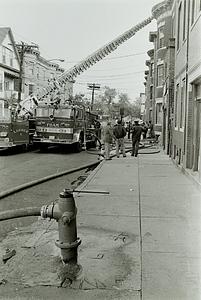 Chelsea E2 and L1 operating in front of the fire building