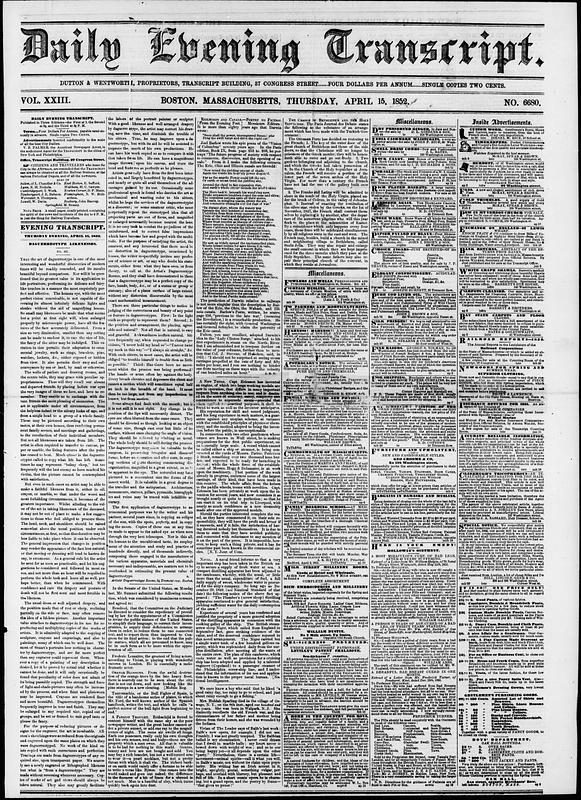 Daily Evening Transcript. April 15, 1852 - Digital Commonwealth