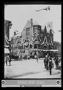 Welcoming home Henry Wilson, Walcott building?, at Summer St. and Main St.