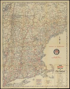 1930 Socony road map of New England