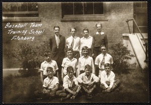 Baseball team Training School Fitchburg. State Normal School Fitchburg, Mass. Edgerly Training School (grades 1-6) baseball team (coached by Normal School student)