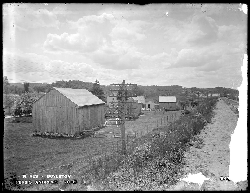 Wachusett Reservoir, Persis Andrews' house, near South Clinton Station, from the southwest, Boylston, Mass., Jul. 17, 1896