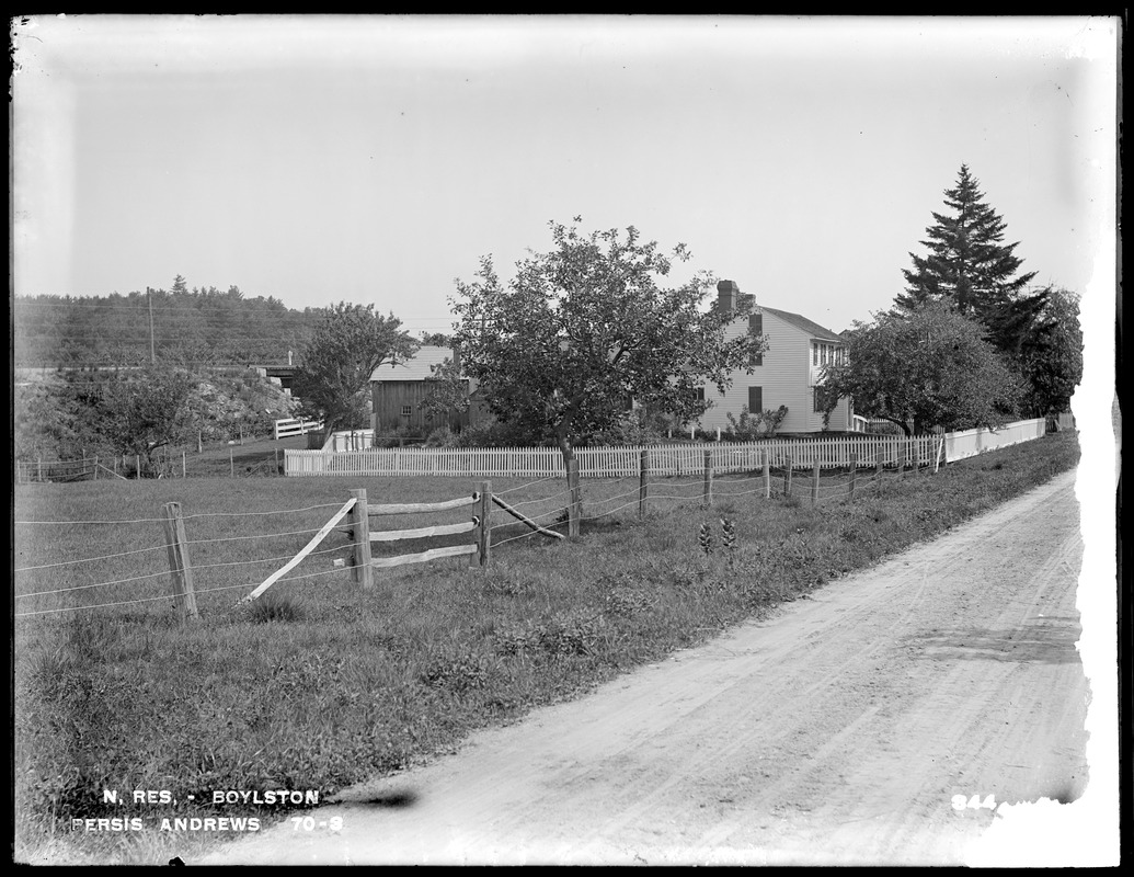 Wachusett Reservoir, Persis Andrews' house, near South Clinton Station, from the northeast, Boylston, Mass., Jul. 17, 1896
