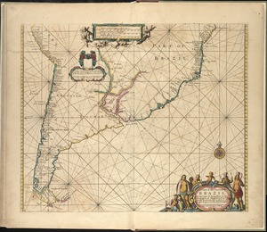 A chart of the sea coast of Brazil from Cape St. Augustine to the straights of Magellan, & in the South Sea, from the latitud of eight degrees, to the said straights