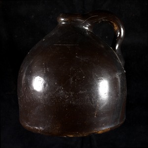 Large brown jug escavated at the corner of Church and Tucker Street