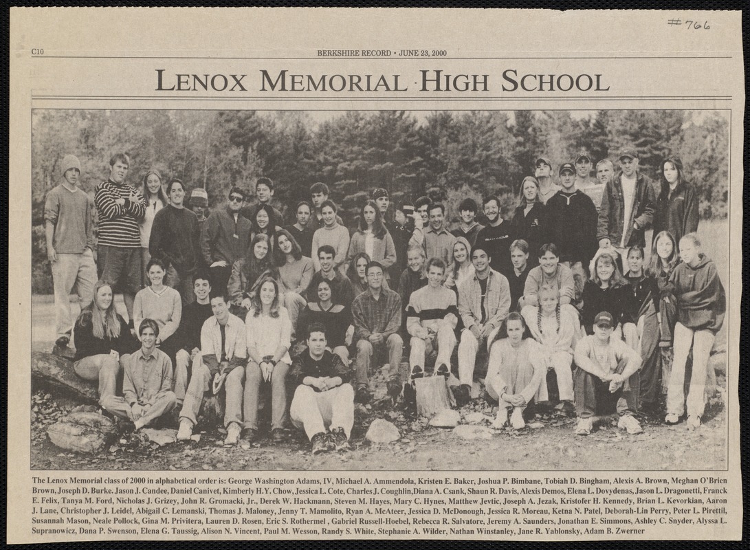 Lenox Memorial High School graduating class from Berkshire Record