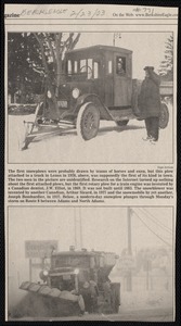 Then and now photo of Lenox snowplow attached to truck