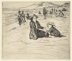 Mother and child on beach