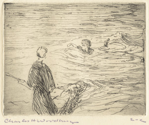 Two bathers, one in water