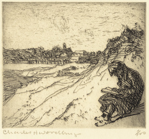 Reader sitting on dune