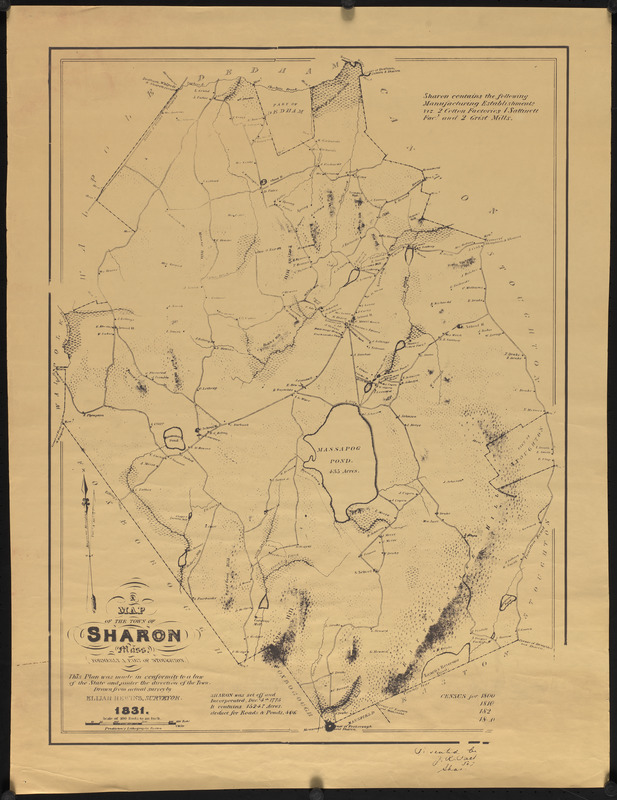 A map of the town of Sharon, Mass. (formerly a part of Stoughton)