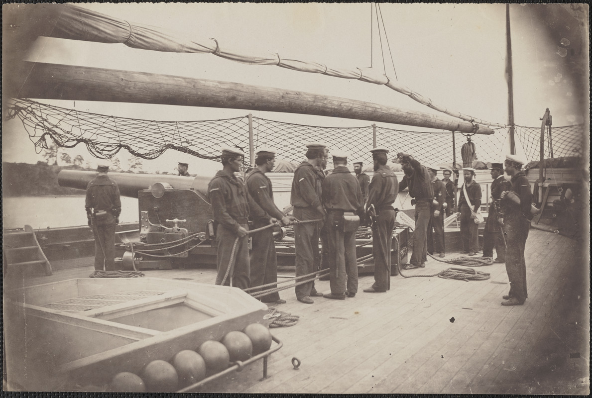 Deck of U.S.S. "Mendota" gun crew