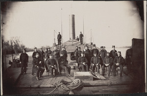 U.S. Navy officers on deck of captured Confederate ram "Atlanta"