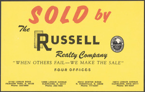 Sold by the Russell Realty Company. "When others fail - we make the sale"