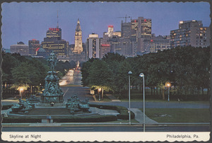 Skyline at night, Philadelphia, Pa.