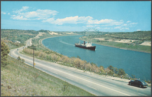Cape Cod Canal showing Sagamore Bridge, Cape Cod, Mass.