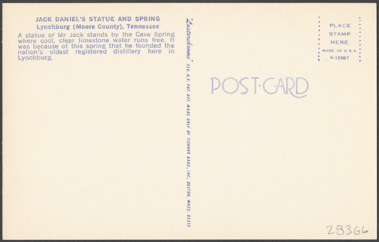 Jack Daniel's statue and spring, Lynchburg (Moore Country), Tennessee